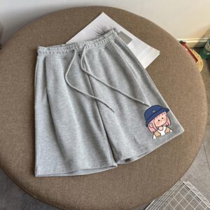 100% Cotton Harajuku Tooling Girl Printing High Waist Sports Shorts Casual Loose Fitness Sweatpants Summer Women Cycling Shorts