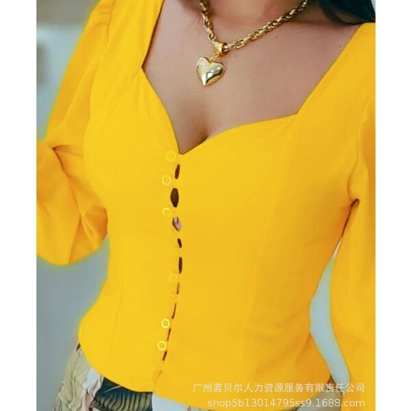 Women’s 2-Piece Suit Women’s Printed Slim Suit Summer Single-Breasted V-neck Long Sleeve Shirt Mid-Waist Straight Shorts Suit