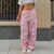 2022 Solid Loose Drawstring Trousers Low Waist Streetwear Joggers Baggy Wide Leg Sweatpants Hippie Pink Cargo Pants Y2K Clothing