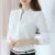 Fashion Women’s Solid White Shirts Office Lady Workwear Spring Autumn Long Sleeve Chiffon Blouse Female Elegant V-Neck Tops