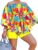 Szkzk Sexy printing two piece set Women off the shoulder lacing belt top and shorts Nightclub Party Costume yellow blue Sets