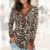Women Blouse Autumn Winter V Neck Polyester Long Sleeve Leopard Camouflage Buttons shirt Blouse Street wear ropa de mujer 2021